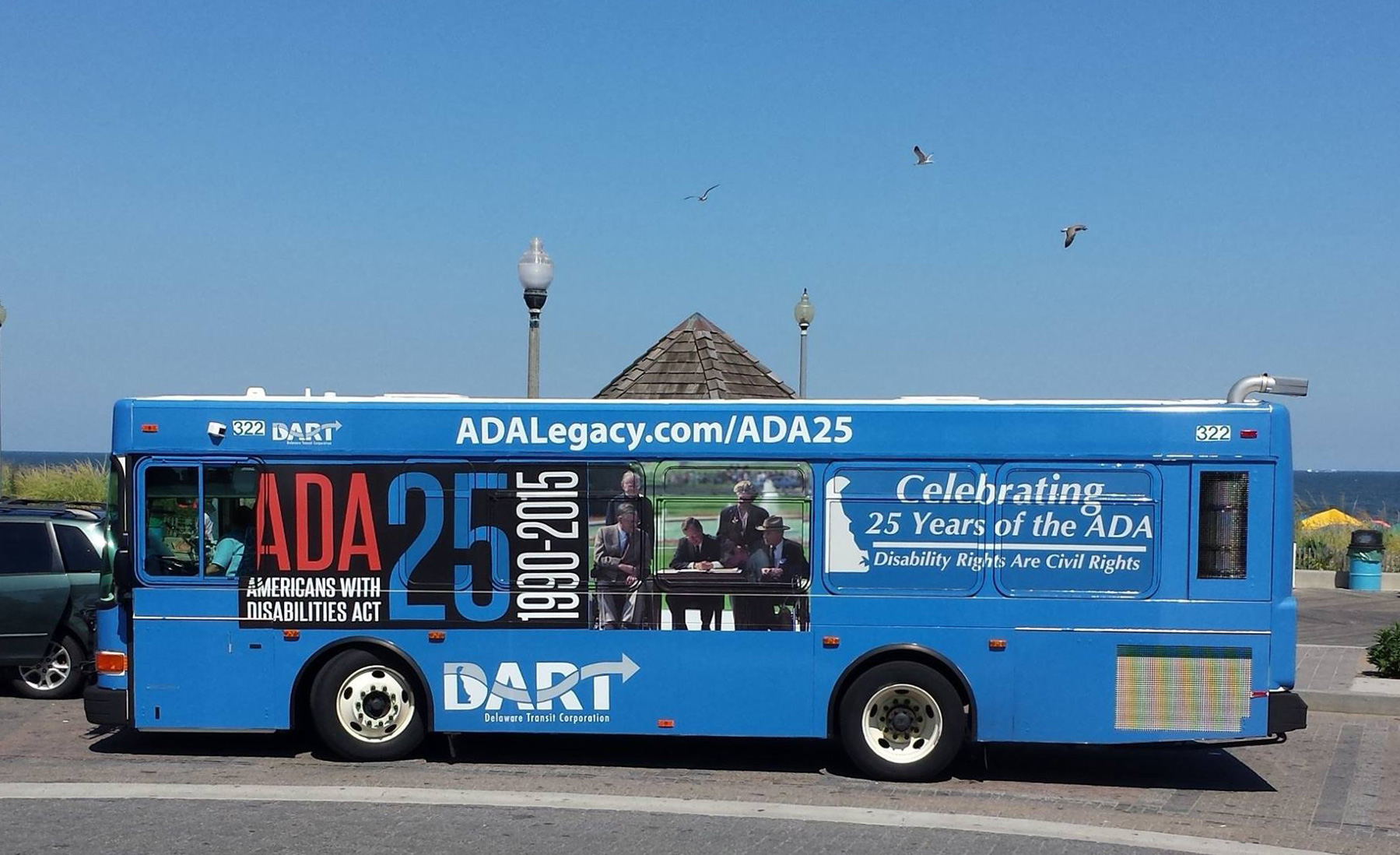 A bus of Delaware Department of Transportation celebrating the ADA 25