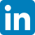 LinkedIn logo: A blue box with the word "in" in white text inside the blue box