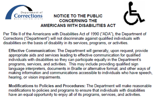 Notice to the Public Concerning the Americans With Disabilities Act