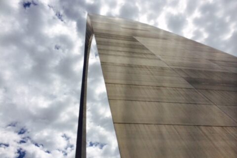 St Louis arch looking up from one edge