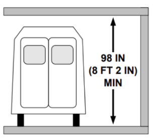 98 inches (or 8 feet 2 inches) minimum for van height clearance